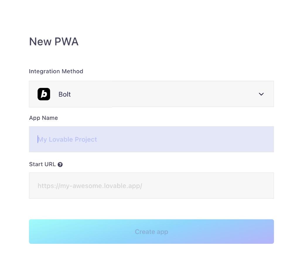 Illustration screenshot for Create a new Bolt PWA
