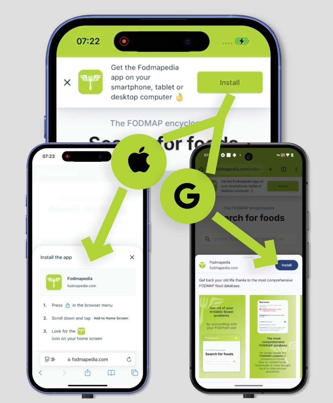 Fodmapedia Detailed PWA Install Instructions