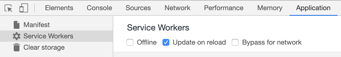 Chrome's Application tab switches